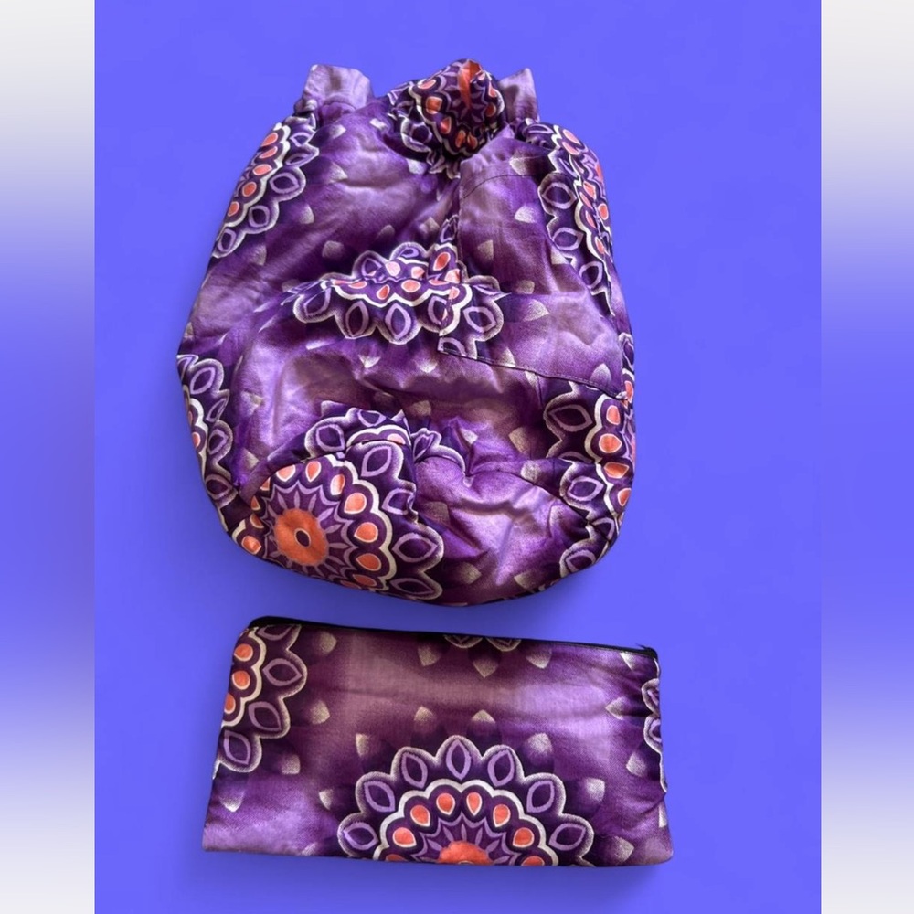 Ankara drawstring backpacks /Purple Floral Women's Accessory Set